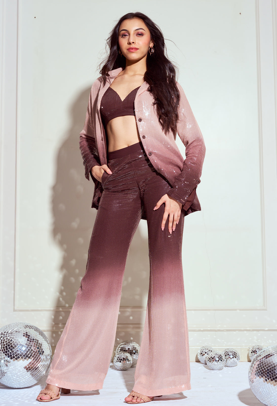 Mocha Mousse Three - Piece Pants Set