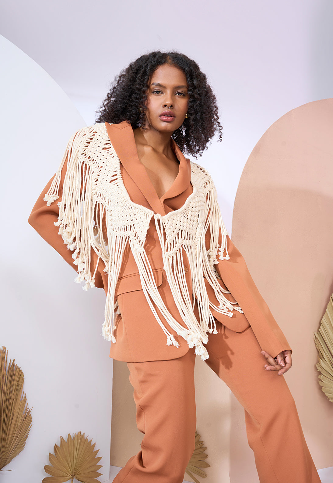 Tan Macrame Pant Suit