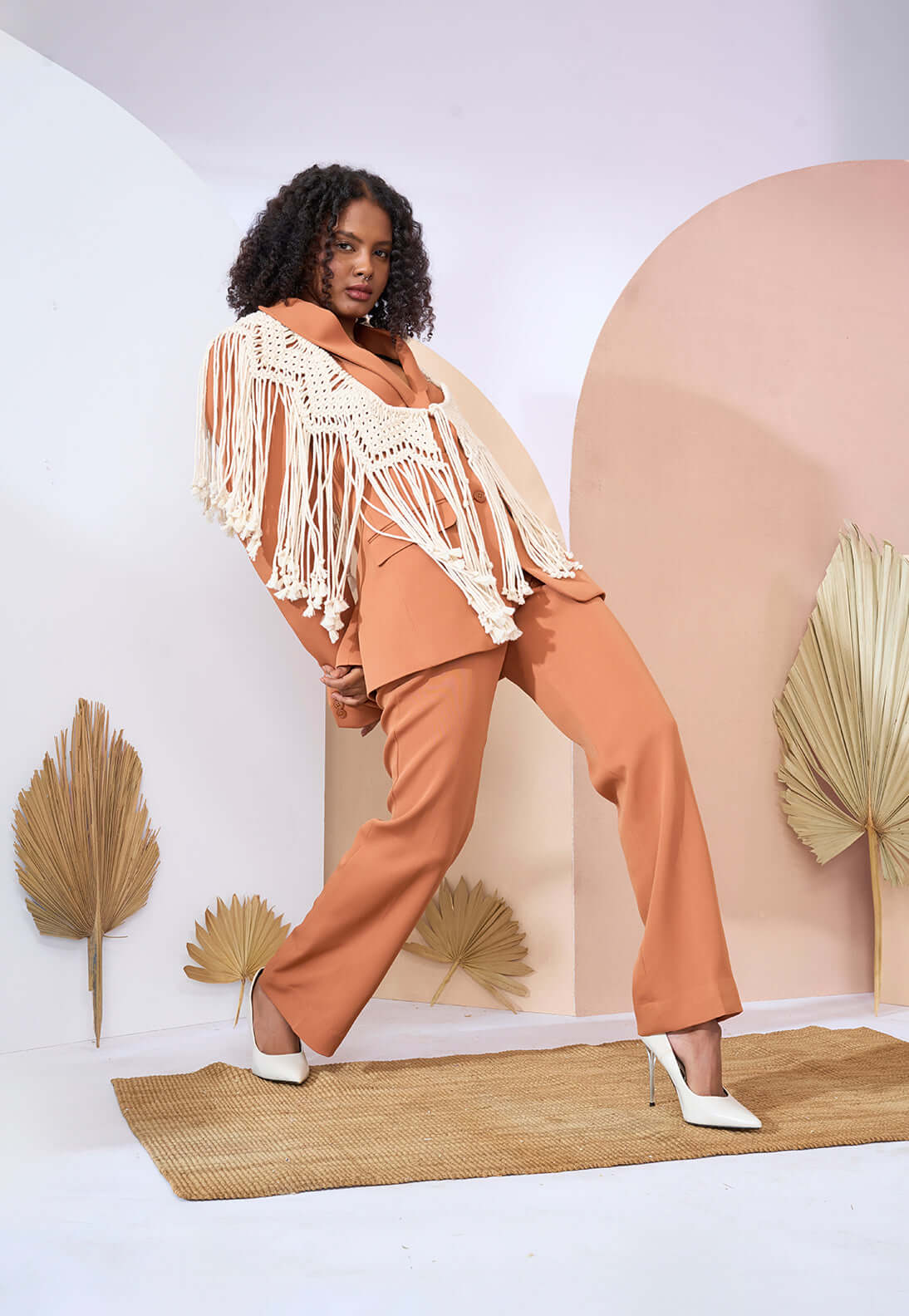 Tan Macrame Pant Suit